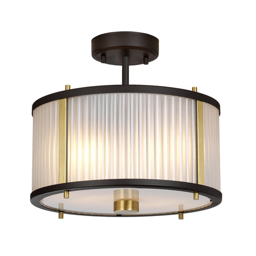 Corona cilindrische hanglamp met 2 lampen, museumbrons, matglas
