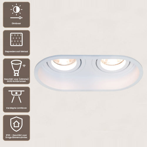 Artdelight Inbouwspot Rex 2L - Wit