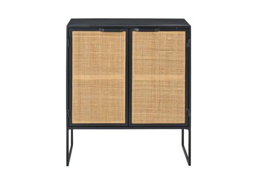 J-Line kast Rieten Panelen - hout - zwart/naturel