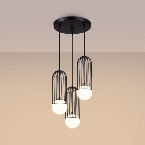 Sollux Lighting Hanglamp BRINA 3P zwart - 34x34x115cm