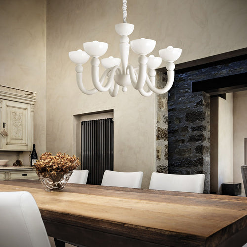 Ideal Lux Bon Bon - 8-lichts multi-arm kroonluchter, witte afwerking, E14