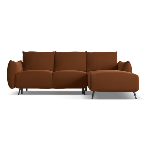 LaMiaSofa hoekbank rechts Genova - velours - terracotta - 242x162x86