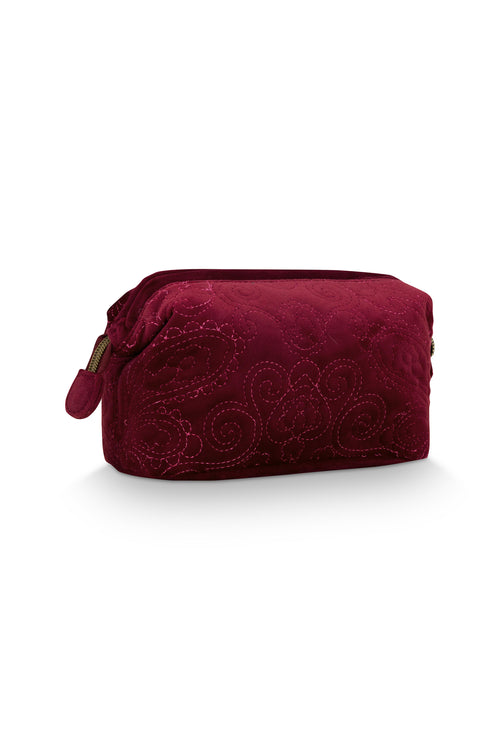 Pip Studio - Cooper Make up tasje - Velvet Quiltey Days - Rood - 22.5x9.5x15cm