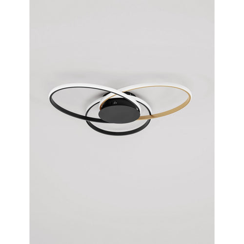 Nova Luce AVEO Geïntegreerde LED-plafondlamp, halfverzonken, zandzwart, goudkleurig, Triac dimbaar, LED 48W 2380lm 3200K
