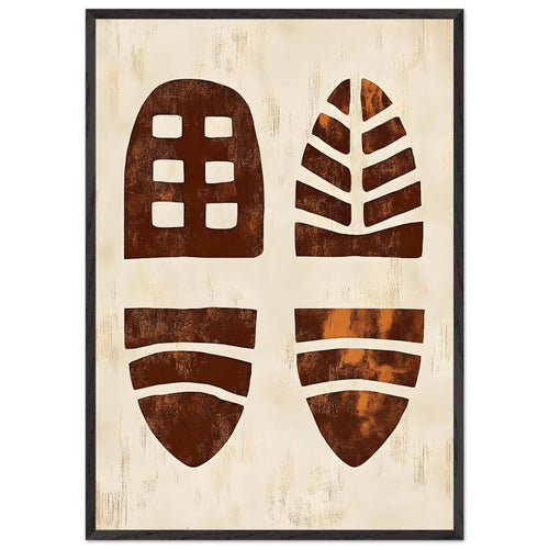 Artfulprints Poster met Lijst Boho – Primitive forms   - 70x100 cm - Terracotta