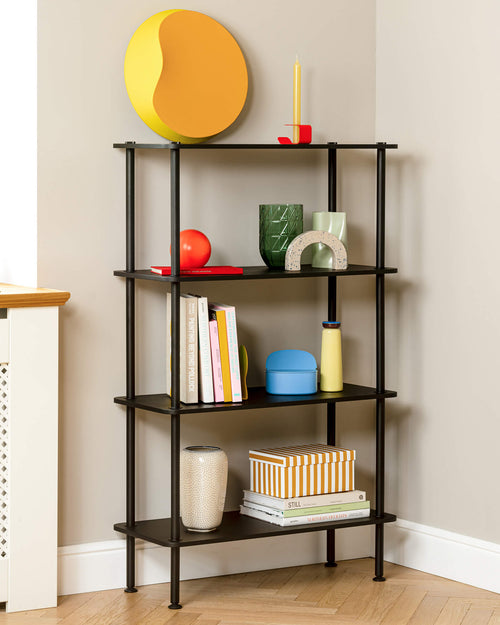 noo.ma Teidi 5-laags open wandkast - Vulcano Black, 80 x 35 x 163 cm
