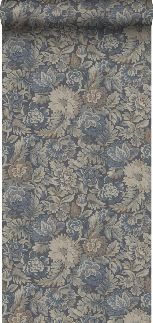 Borastapeter behang vintage bloemen vergrijsd blauw - 53 cm x 10.05 m - 660221 - vtwonen shop