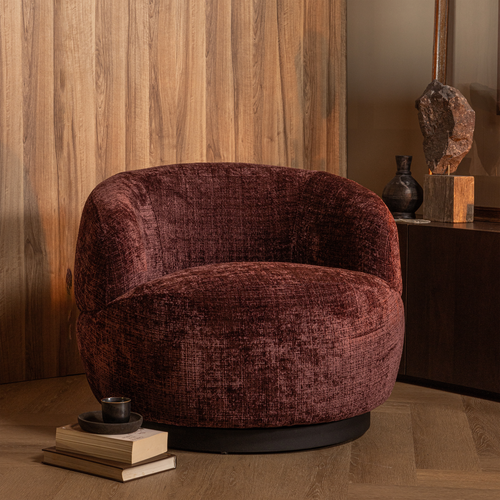 BePureHome draaibare fauteuil Woolly- Polyester - Aubergine - 71x84x88 - vtwonen shop