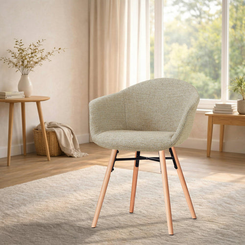 Nolon Nena-Otis Eetkamerstoel Taupe Melange - Houten Onderstel