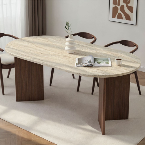 Calicosy - Eettafel met afgeronde randen SABLE - 89,5x180x75 cm