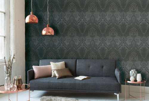 Livingwalls behang barokprint zwart, grijs en zilver - 53 cm x 10,05 m - AS-387085 - vtwonen shop