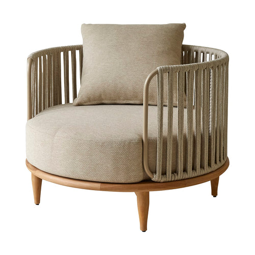 Tikamoon Tuinfauteuil in massief teak en stof - Beige - vtwonen shop