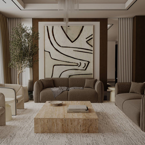 Premium Interiors - 3-zitsbank LUSH - zacht aanvoelende geweven stof  glasuurde kastanje 206cm