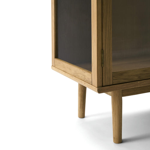 Furnhouse vitrinekast Svendborg - Natuurlijk eikenhout - MDF, Eikenfineer - 40x100x125