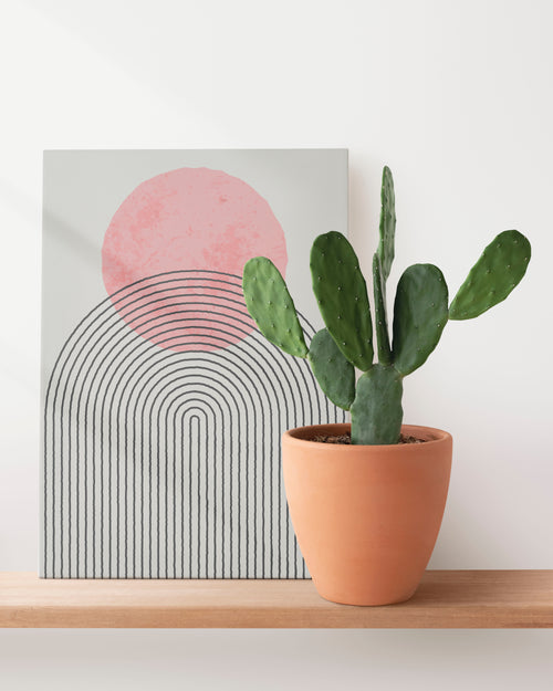 Canvas 60x40 Afdruk Roze Geometrisch