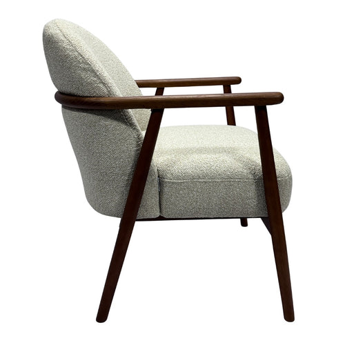 DÉJA Living Fauteuil Skövde - Beige Stof/Walnoot - 65x72x81cm - vtwonen shop
