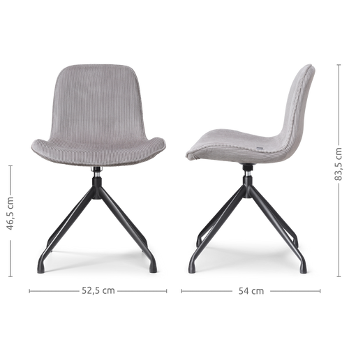 Nolon Nola-Fé Draaibare Eetkamerstoelen Set - Rib Warm Grijs - Zwart