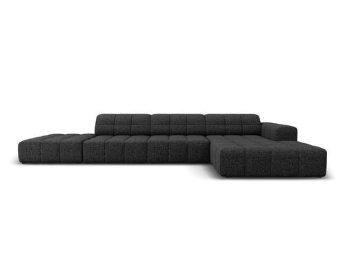 Cosmopolitan Design rechter hoekbank Chicago 5-zits, chenille zwart - 167x348x78cm