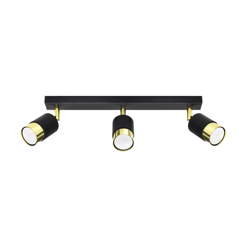 Sollux Lighting Plafondlamp NERO 3 zwart/goud - 45x5x18cm