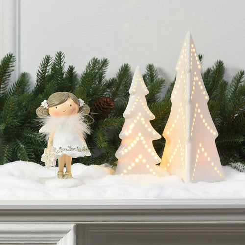 Sia Deco - Fillette kerstfiguurtje met engel ster - Wit / 13 cm - Wit - Hars - H13 - vtwonen shop