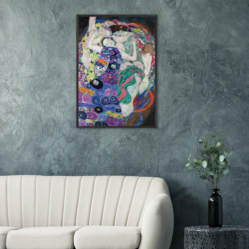 Artfulprints Poster met Lijst Gustav Klimt - The maiden   - A4 21x29.7 cm - Meerkleurig