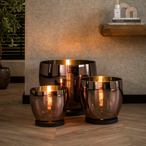 Giga Meubel Vloerlamp Up XXL - Koper Glas - 1-Lichts - 48x48x41cm