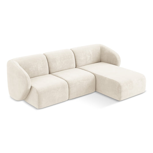 LaMiaSofa hoekbank rechts Cervo - chenille stof - lichtbeige - 248x166x88