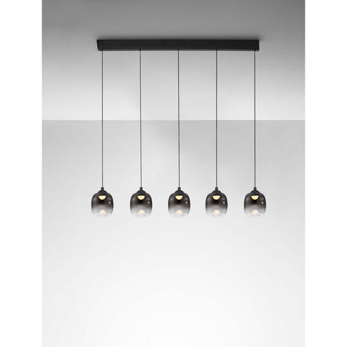 Nova Luce KITA Hanglamp voor aan het plafond, rookgrijs/zandzwart, Triac dimbare LED, 28W, 2222lm, 3000K