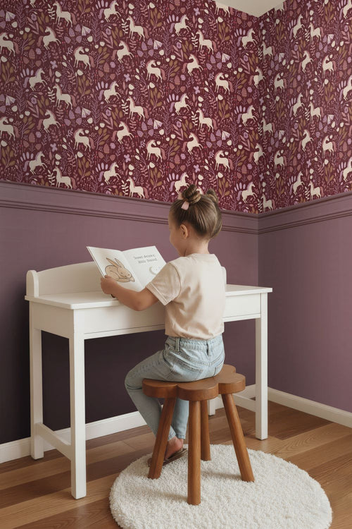 ESTAhome behang unicorns donker paars - 0.53 x 10.05 m - 131926