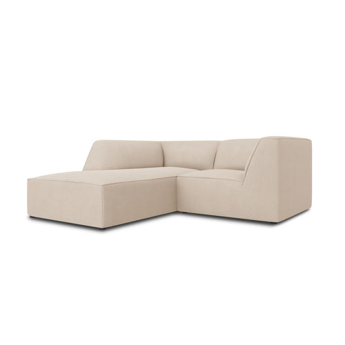 Cosmopolitan Design - Modulaire hoekbank links Siena 3-zits, structurele stof beige - 180x186x69cm