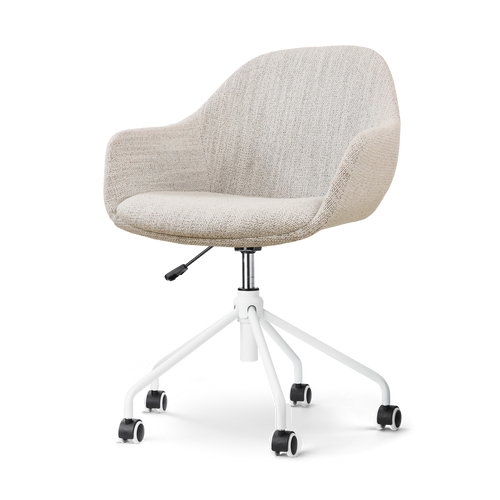 Nolon Nout-Mae Bureaustoel Beige Gemêleerd- Armleuning - Wit Onderstel - vtwonen shop