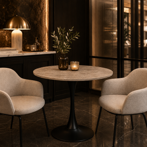 Lisomme Marly ronde eettafel keramiek bruin - Ø90x75 cm