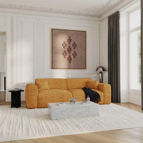 Sia Home - Rechte bank YUMA - Fluweel met structuur - Mosterd - 240cm - vtwonen shop