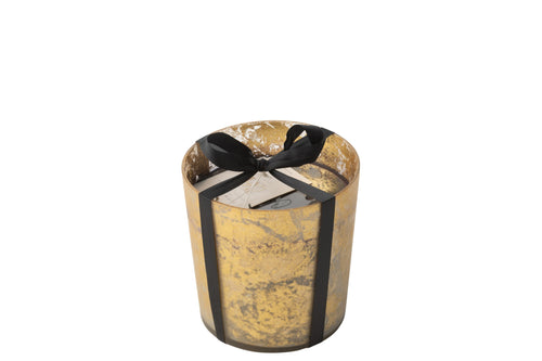 J-Line geurkaars M-Chic - Oud & Amber - glas - goud/zwart - medium - 80U