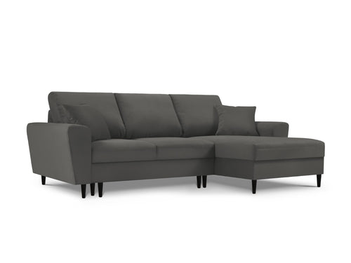 Cosmopolitan Design Converteerbare hoekbank rechts met opbergdoos Kyoto 4-zits, ribfluwelen, grijs - 145x241x88cm