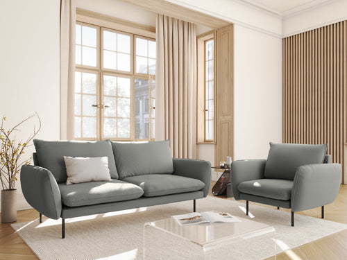 Cosmopolitan Design Bank Vienna 2-zits, boucle, grijs - 92x160x95cm
