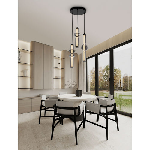 Nova Luce ULON Hanglamp met clusterdesign, rookgrijs, matzwart, Triac dimbare LED, 37W, 2035lm, 3000K