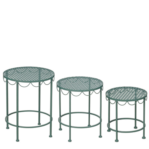 Mica Decorations Marseille Plantenrek Plantentafel Set van 3 - Plantenstandaard met Drie Hoogtes - Plantentafeltje voor Binnen en Buiten - Open