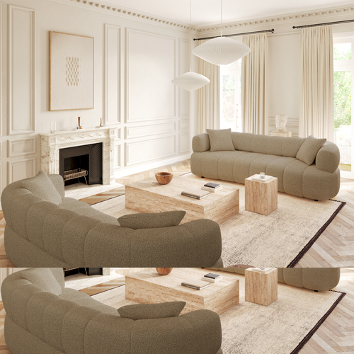 Sia Home - Rechte bank CALVI - Bouclette stof - Mol - 227cm - vtwonen shop