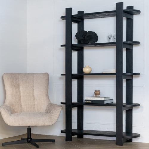 Giga Meubel Wandkast Luuk - Mangohout - Zwart - 120x38x190cm - vtwonen shop