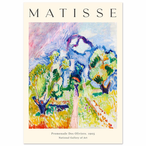 Artfulprints Poster met Lijst Matisse - Promenade des oliviers 1905   - 30x40 cm - Meerkleurig