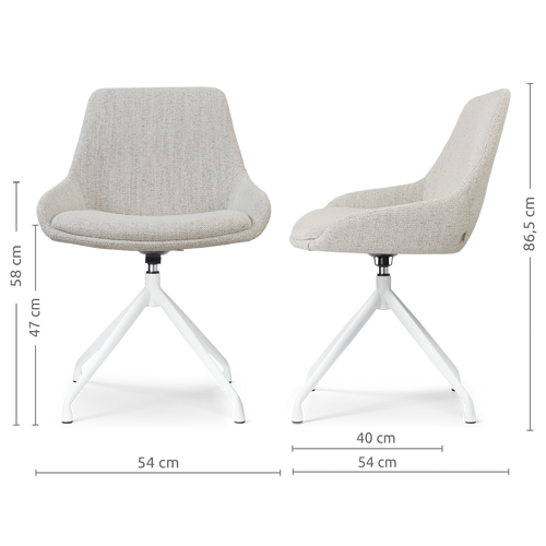 Nolon Nola-Isa Eetkamerstoel Beige Gemêleerd - Draaibaar Wit Onderstel