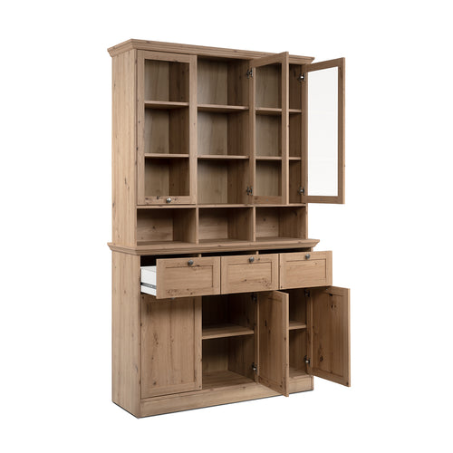 Calicosy - TIMBER Vitrinekast met 6 deuren - Eikenhout - 40x120x200 cm