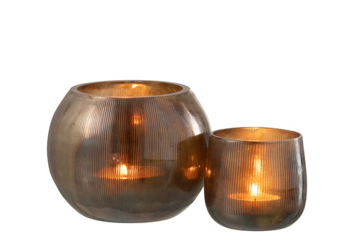 J-Line windlicht Lijnen - glas - donkerbruin - large - vtwonen shop