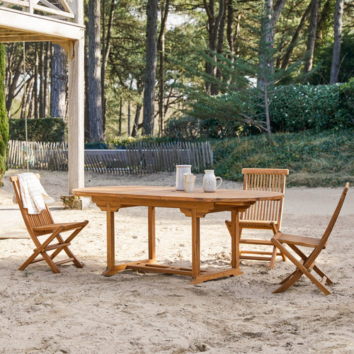 Tikamoon Ovale tuinset in massief acaciahout met 4 stoelen - Bruin