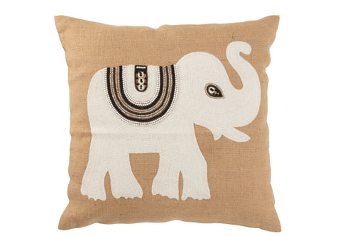 J-Line kussen Olifant - textiel - naturel/wit - large