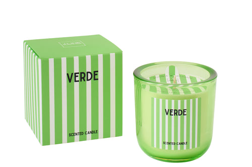 J-Line geurkaars Verde - Spring Ivy & Neroli - glas - groen - large
