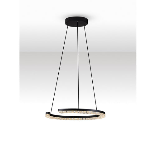 Nova Luce GREAMY Geïntegreerde LED-hanglamp voor plafond, zandkleurig zwart, Triac dimbaar, 21W, 1365lm, 3000K