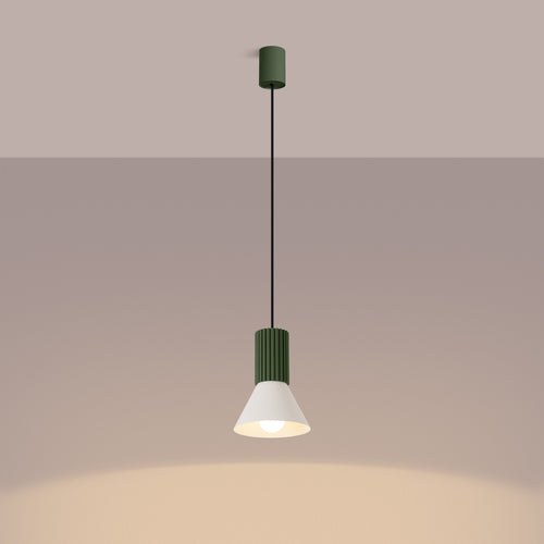 Sollux Lighting Hanglamp ESTRIA 1 beige/olijfgroen - 14x14x120cm