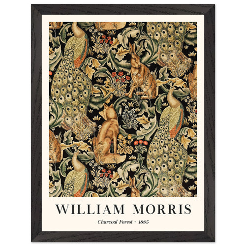 Artfulprints Poster met Lijst William Morris - Charcoal forrest   - 30x40 cm - Donkergroen